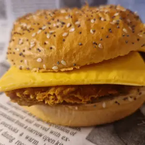 Crunchy chicken cheeseburger