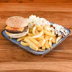 Vegetarische burger Frietoloog schotel