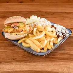 Vegetarische kipburger Hawaii schotel