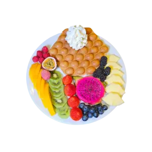 Bubbel wafel met luxe fruitsalade