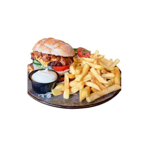 Pulled pork Angus beef burger menu