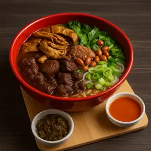 Mix Pork Intestine, Beef Rice Noodle Soup / 肥肠，牛肉双拼米粉汤